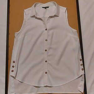 Zac & Rachel, XL, sleeveless white linen rayon shirt
